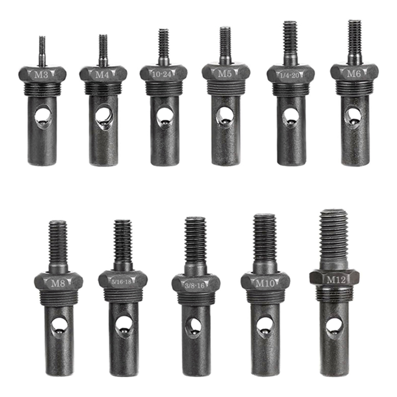 WETOLS 11Pcs Rivet Nut Tool Replacement Mandrels of WE882/WE889, Rivet Nut Tool Accessories Set M3 M4 M5 M6 M8 M10 M12, 10-24, 1/4-20, 5/16-18, 3/8-16 Rivet Nut Tool Spare Parts