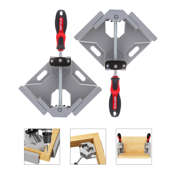 WETOLS Corner Clamp for Woodworking 2pcs 90 Degree Right Angle Clamp with Adjustable Aluminum Alloy Swing Jaw, Single Handle Clamps for Woodworking, Photo Framing, Gifts for Men Dad