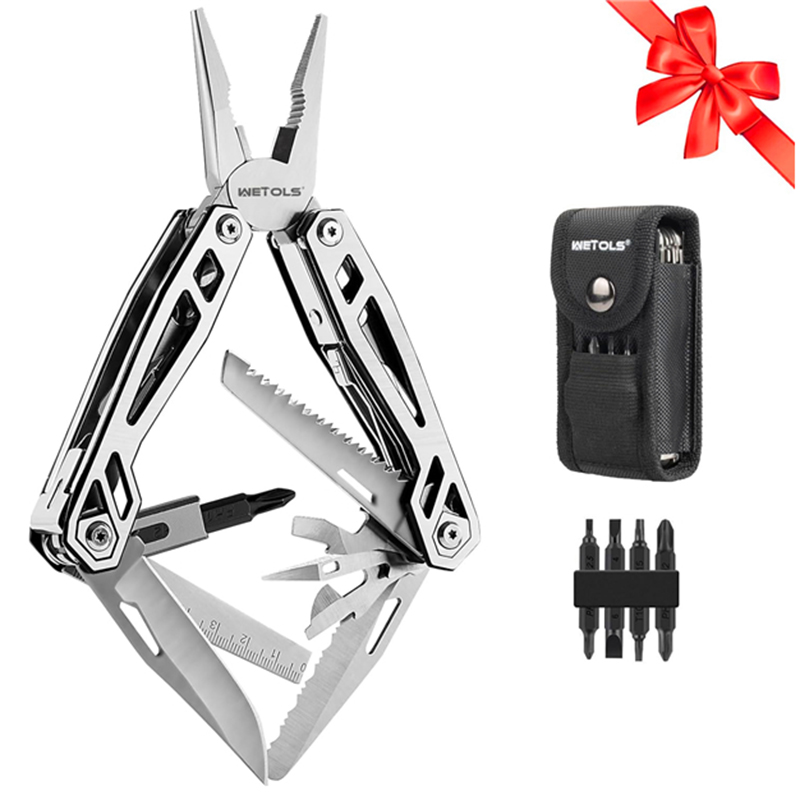 WETOLS Multitool Needle Nose Pliers,21-in-1 Stainless Steel Multi Tool Pocket Knife with Screwdriver Sleeve,Self-locking Survival Knife with EDC Pouch-Great for Outdoor, Simple Repair, Camping, Hiking